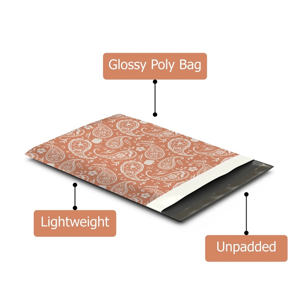 Orange Pumpkin Paisley Poly Mailer’s 10x13 Pack of 25 - Picture 3 of 8